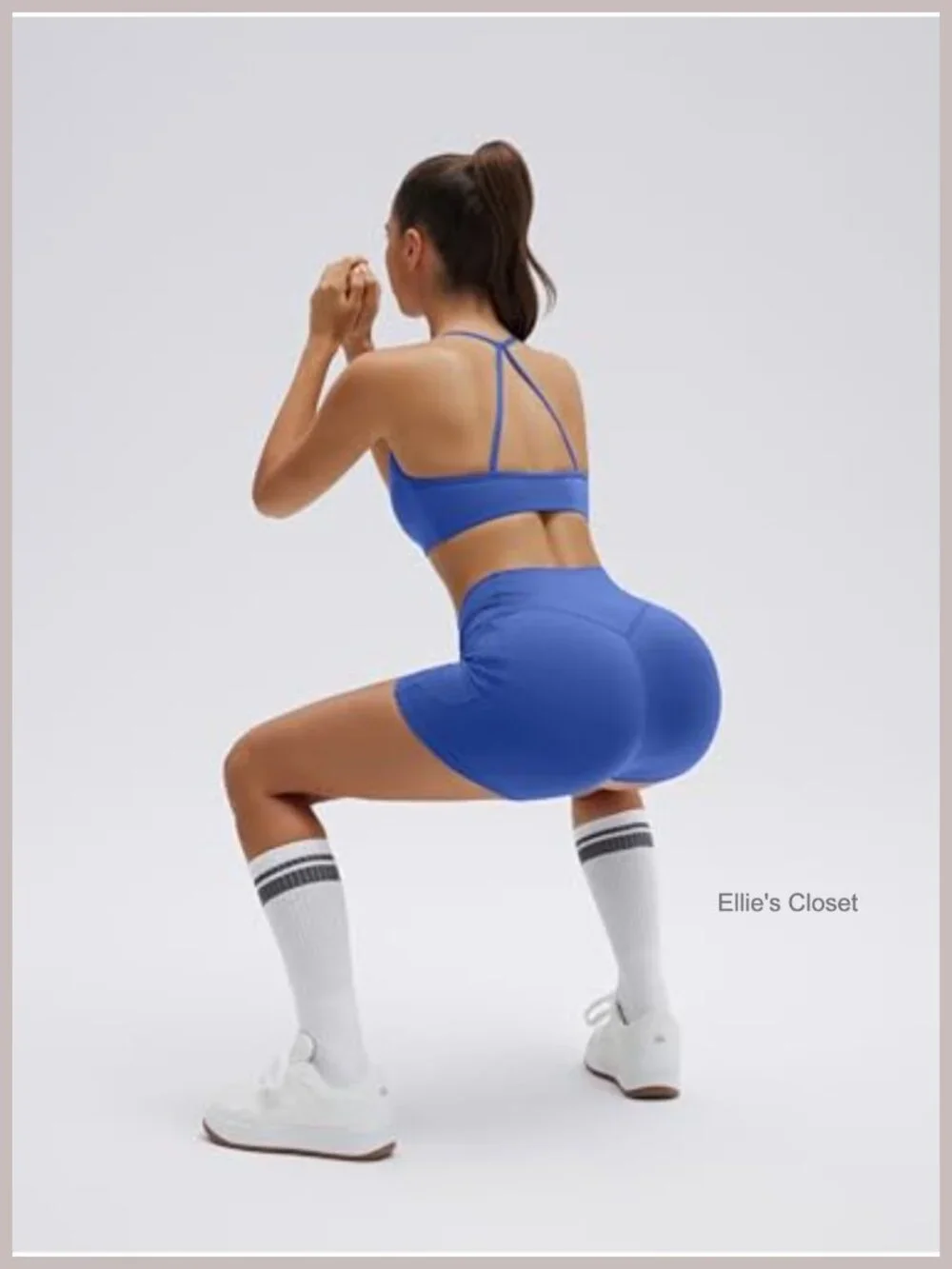 2 Piece Workout Set Padded Halter Sports Bra High Waisted Biker Shorts with